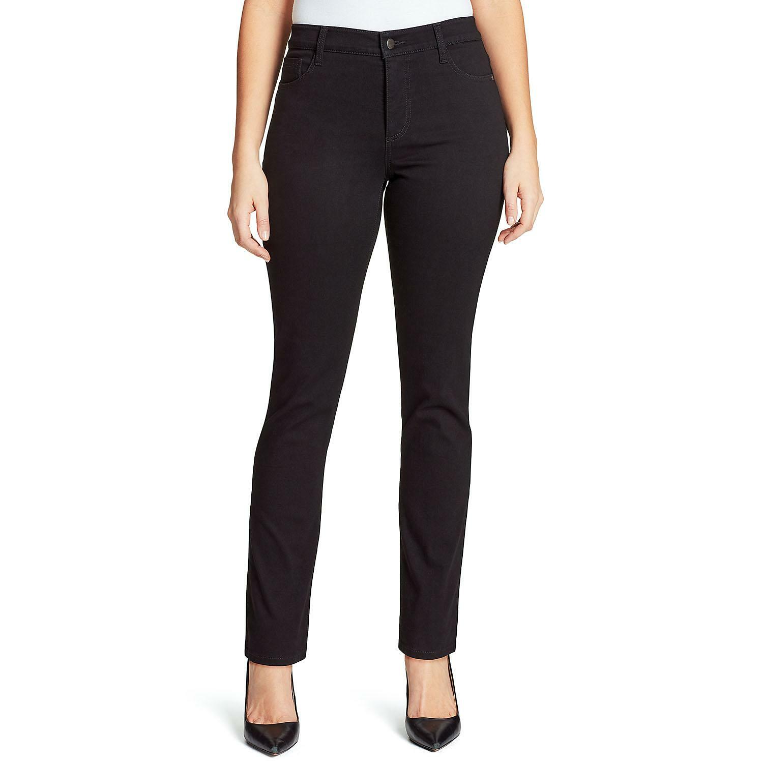 Bandolino Amy Black Floral Combo Modern Straight Leg Stretch Jeans Size