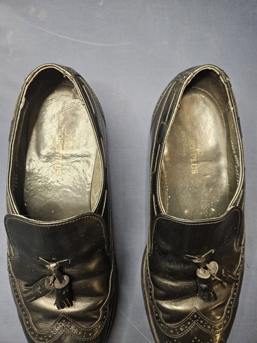 Men's Stafford Comfort Plus Black Leather Wingtip Tassel 10 EEE/E Shoes - Picture 5 of 12
