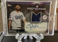 2020 Topps Series One - 1/1 Clayton Kershaw Postseason Material Patch Auto