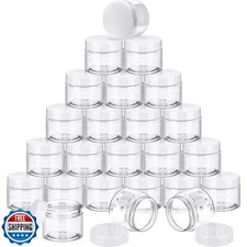 SATINIOR 24 Pieces Empty Clear Plastic Jars with Lids Round Storage Container