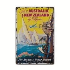 Blechschild Pan American Fly to Australia New Zealand Australien 30x20cm TEL1017