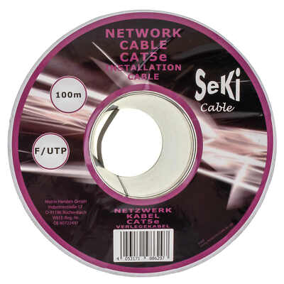 Netzwerkkabel Cat. 5e 100m F/UTP, Verlegekabel - LAN Ethernet Kabel Cat5E