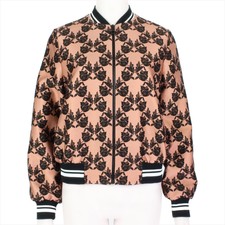 Mother Of Pearl Bronze Pink & Black Lace Tulip Patterned Bomber Jacket S Uk8