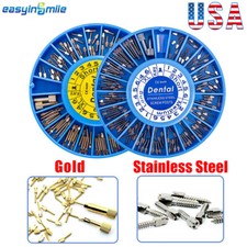 120xDental Endodontic Conical Screw Post Endo Root Canal Pins Gold Plated Quartz