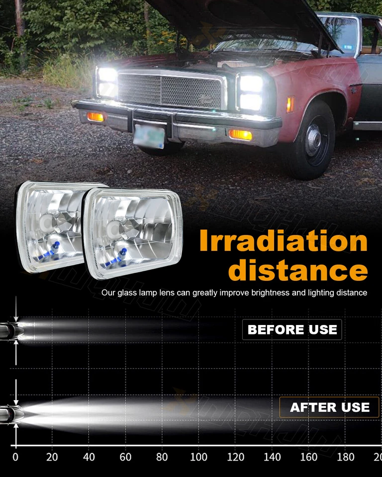 Pair 7x6" LED Headlights Hi-Lo DRL For GMC C1500 C2500 C3500 1979-86 - Image 4 of 4