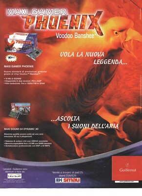 Murrelet PHOENIX 3DFX Voodoo Banshee Advertising Rare Italian Poster 1998 29x22