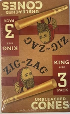 ZIG ZAG UNBLEACHED PRE-ROLLED KING SIZE CONES 💚 24 PACKS OF 3 CONES 72 CONES