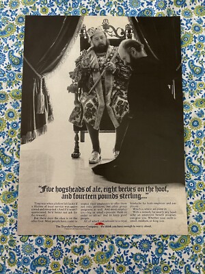 Vintage 1970 Travelers Insurance Company Print Ad King Loyal Servant Reward