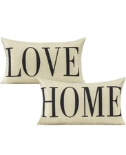 12x20 Lumbar Throw Pillow Covers Rectangle “Love, Home” Décor Farmhouse