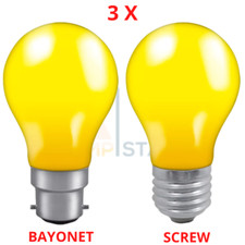Image of 3x Yellow Crompton Colourglazed GLS 25W Decorative Light Bulb Lamp Decorative