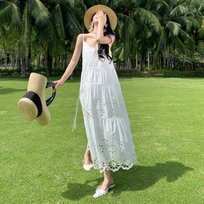 slip for crochet dress Bone Crochet Petal Long Slip Dress