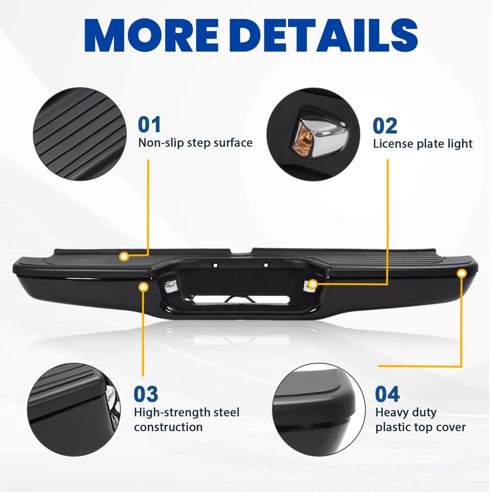 Complete Rear Bumper Assembly Step Steel For Toyota Tacoma 1995-2004 Truck Black - Imagem 3 de 4