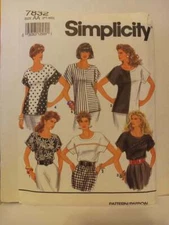 SIMPLICITY 7832 MISSES PULLOVER BLOUSE SIZES P S M UNCUT FF