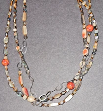 Silpada Sterling Silver Coral Shell Bead Necklace Fiesta Fun N1563