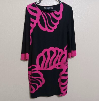Principles By Ben De Lisi 12 Pink Black Geometric Stretch Knit Dress
