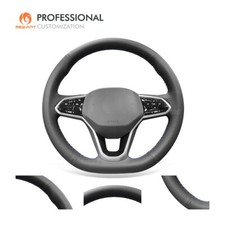 Mewant Real Leather Steering Wheel Wrap For Volkswagen Vw Atlas Cross Sport Taos