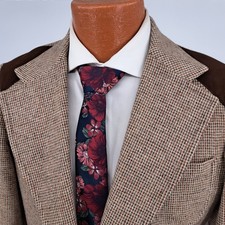 Vintage JCPenney Mens 38S Tweed Sport Coat Blazer Beige Western Suede Patches