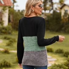 Women s Casual Loose Tees Shirt Long Sleeve Squre Neck Tunics Tops Fall T-Shirt