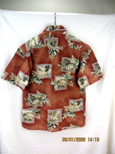 PIERRE CARDIN SZ L NWOT 100 Cotton Men's Brown Woven Fabric Buttoned Shirt