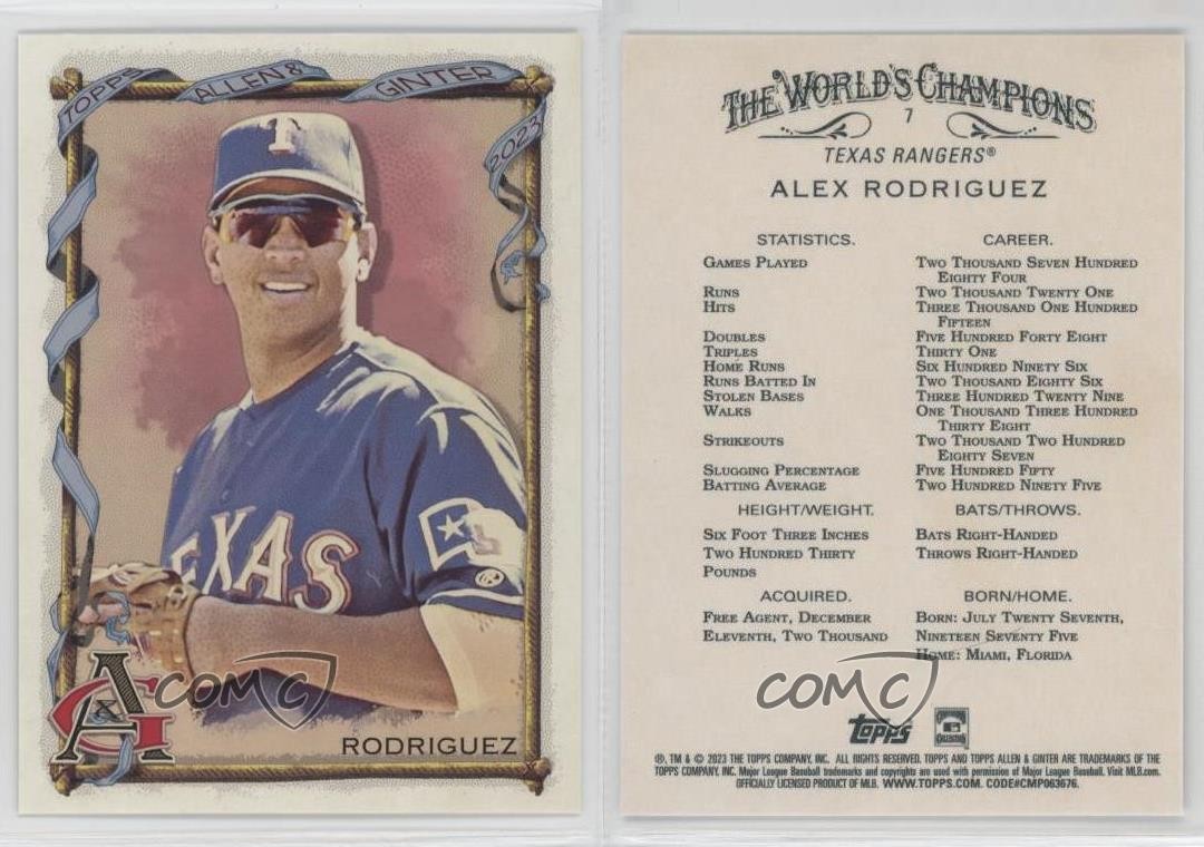 Ginter 2023 Topps Allen & Ginter Alex Rodriguez #7 2k3 | eBay