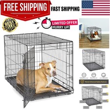36-Inch Crate for Medium-Large Breeds, 41-70 lbs, Single Door Folding Dog Cra...
