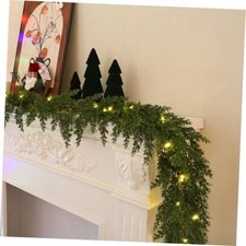 6FT Christmas Garland Real Touch Prelit Greenery Garland with Lights, Cedar