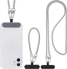 2 Pack Phone Chain Crossbody Phone Strap Lanyard Metal Neck Wrist Bracelet Ch...
