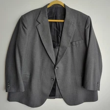 BOTANY 500 Vtg 60s 70s Gray Striped BLAZER SUIT COAT JACKET Men's 50R