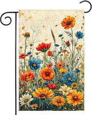 Spring Garden Flag 12x18 inch Double-side Burlap Home Welcome Color Flowers Outd