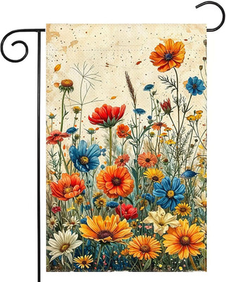Spring Garden Flag 12x18 inch Double-side Burlap Home Welcome Color Flowers Outd