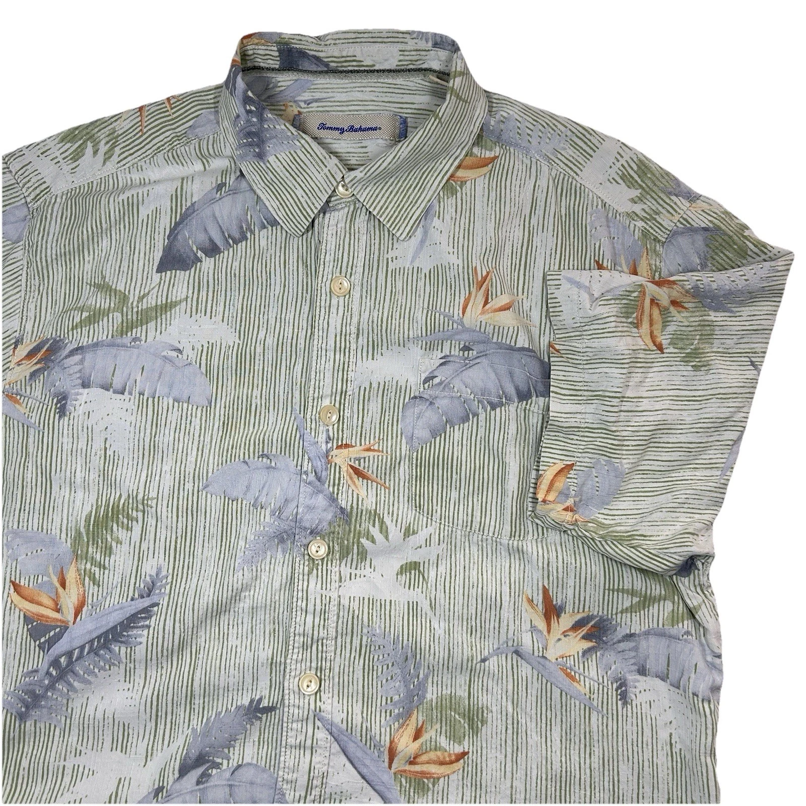 Tommy Bahama Hawaiian Shirt Men's Medium 100% Silk Floral Tropical Print