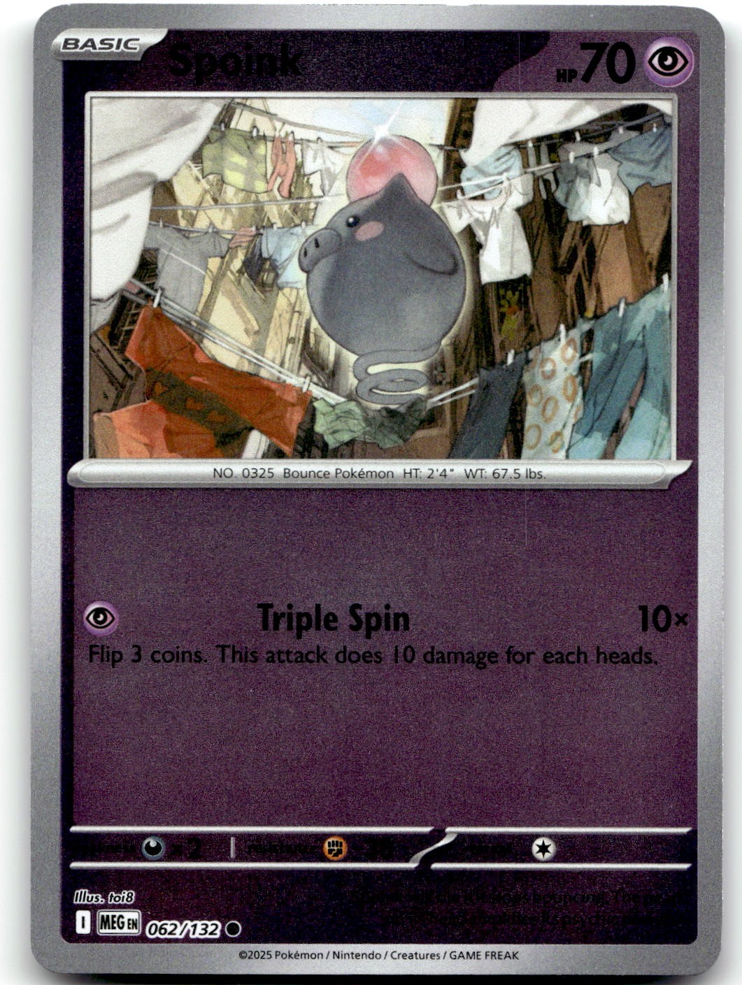 Spoink 062/132 Common Mega Evolution Pokemon Reverse Holo Near Mint