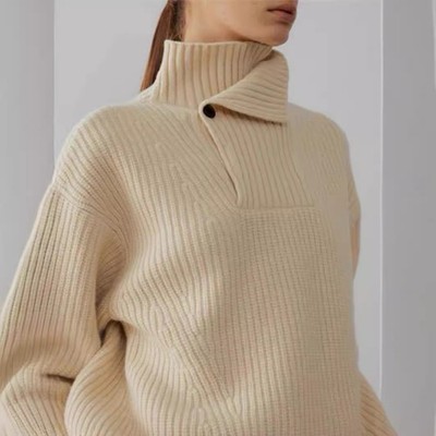 THE ROW Womens Autumn New Pullover Turtleneck Sweater