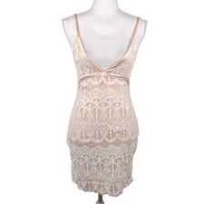 Boohoo Cream Lace V-Neck Sleeveless Romantic Midi Dress Size 4