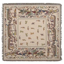 The Bayeux Belgian Decor Bird and Boat Design Woven Tapestry Throw Blanket NEW