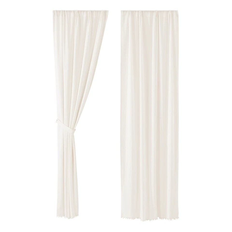 Paneles Paño Tabaco Antiguo Blanco Granja 96x40 Juego de 2 Cortinas Marcas VHC Foto 3 de 4