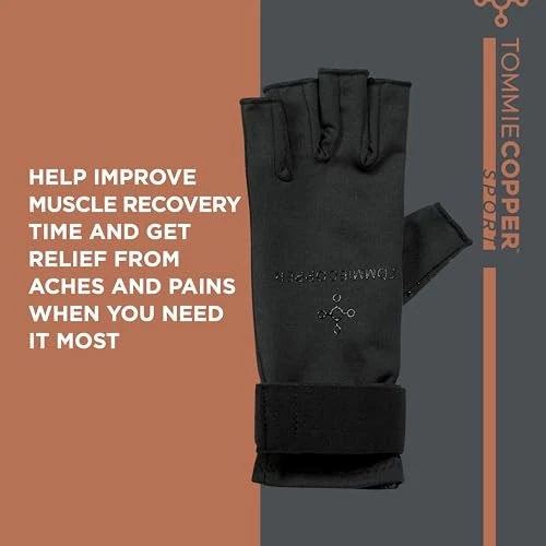 Guantes de compresión deportivos Tommie Copper HOMBRE L/XL MUJER L/XL, negros Foto 4 de 4