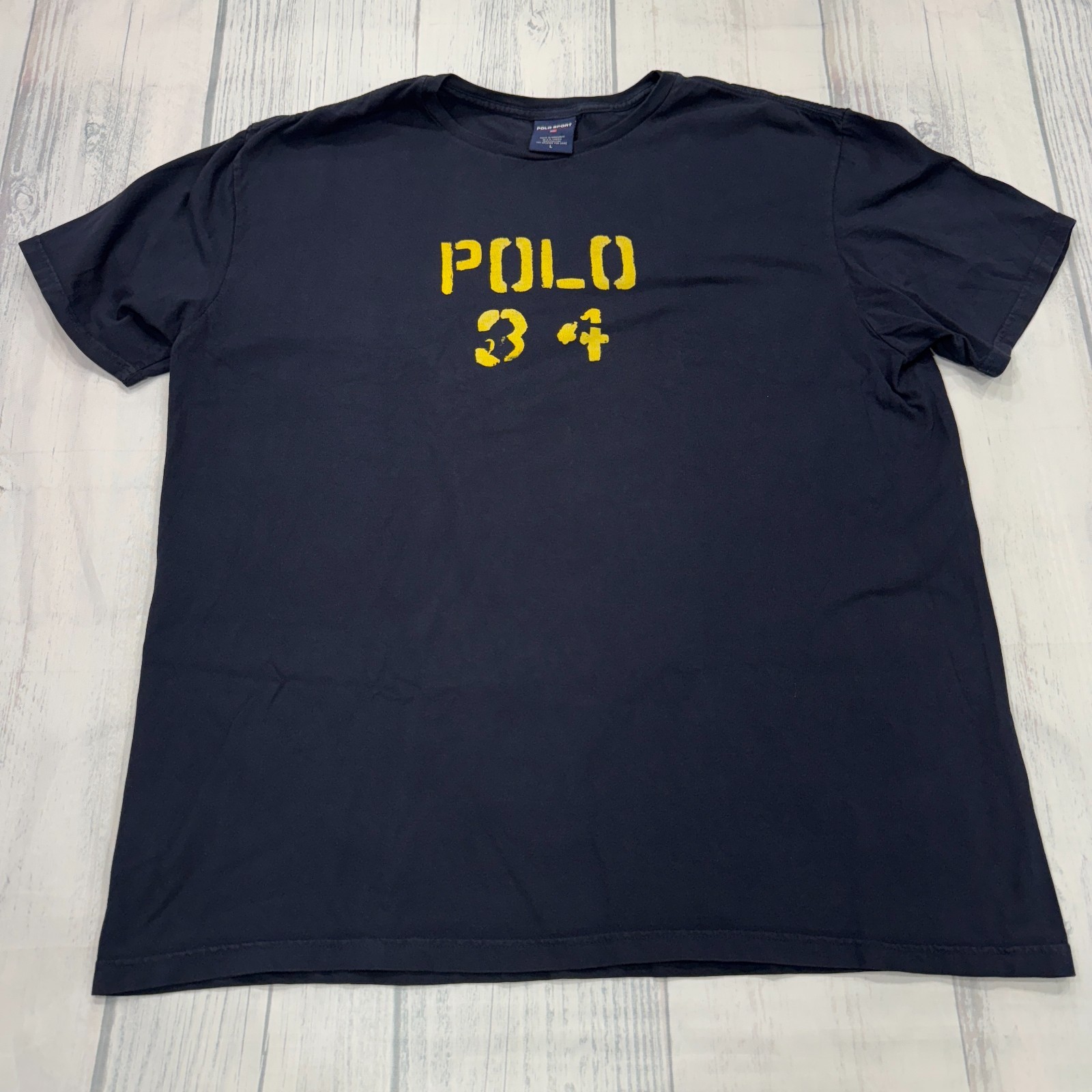 VTG Ralph Lauren POLO Sport T Shirt Large Blue Mens 34