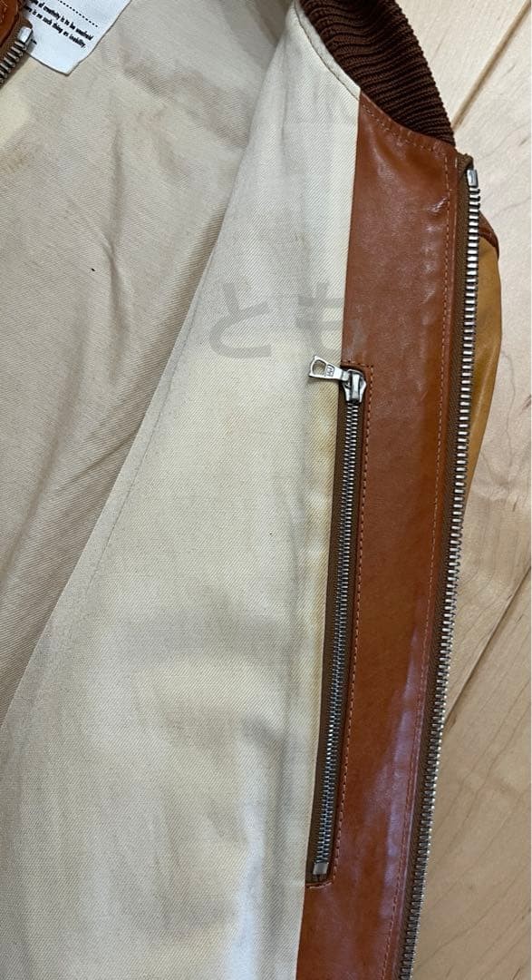 Visvim Leather Varsity Jacket M Size Authentic Ol… - image 7