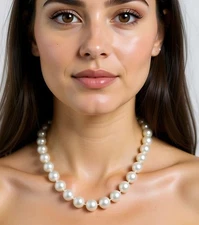 Real AAA Natural 10-11mm White Freshwater Pearl Necklace 14-100”