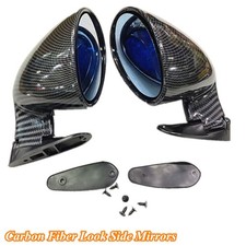 2 Pcs Retro Style Vintage Sport Racing Car Side Wing Mirrors Carbon Fiber Look