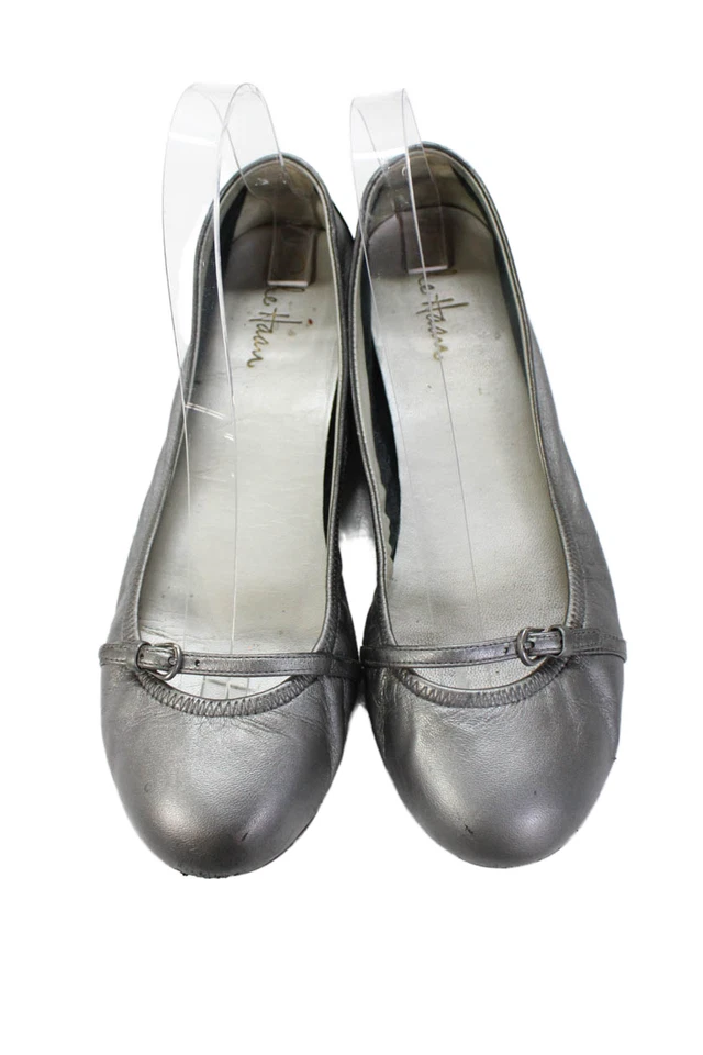Zapatos planos de ballet Cole Haan para mujer charol detalle hebilla plateados talla 8B Foto 2 de 4