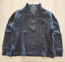 Gray POLO RALPH LAUREN 1/4 Zip Pullover Sweater Navy Pony Boys Size 3/3T
