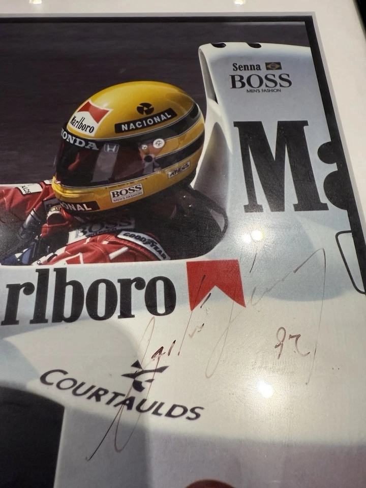 1992 Ayrton Senna McLaren MP4/7A Hand Signed Photo + COA Framed - Image 2 of 4