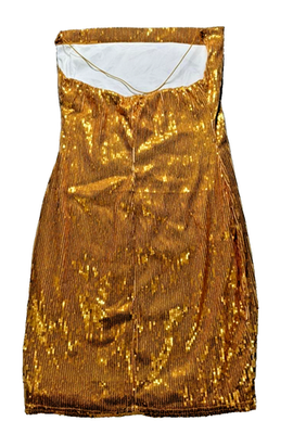 Gold Sequin Strapless Mini Dress - Size 6 | eBay