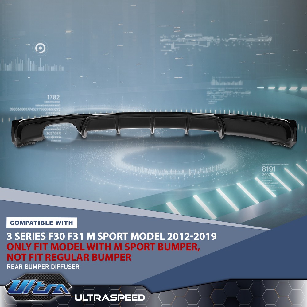 Gloss Black Rear Bumper Diffuser Fit for BMW 3 Series F30 F31 M-Sport 2012-2018