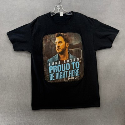 Luke Bryan T-Shirt Mens Large Proud To Be Right Here Tour 2021 Black Graphic