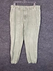 American Eagle Womens Denim Joggers Size 14 Green High Rise Drawstring Boho