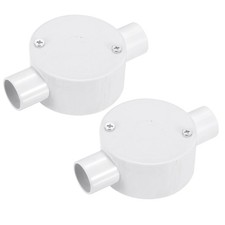 2Pcs PVC Conduit Box Junction Box 2 Way 20mm with Cover M4 Screws