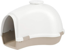 IRIS USA Igloo Dog House, White/Beige, Small and Medium Dogs and Cats, Indoor/Ou